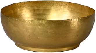 Serene Spaces Living Antique Brass Decorative Bowl, Use as Metal Fruit Bowl, Potpourri, Catchall for Entryway, Dining Table, Home Décor, 2.75" Tall & 7.5" Diameter