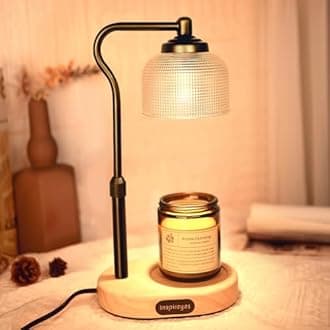 Inspireyes Candle Warmer Lamp for Jar Candles, Electric Candle Warmer with Timer, Height Adjustable, Dimmable Wax Melter Light,2 Bulbs Included, Aroma Diffuser Lamp for Scented Candles, Clear