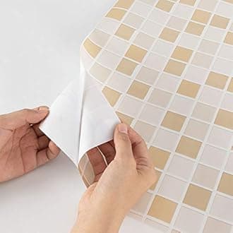 wolpin DIY Self Adhesive Tiles Pattern Wallpaper (45 x 1000 CM, Coffee Brown) | Self Adhesive PVC Wall Sticker | Decorative Contact Paper Roll for Home Interior Décor