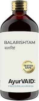 AyurVAID Balarishtam 450ml | Ayurveda Tonic for Muscular Strength & Improved Metabolism | With Bala and Ashwagandha | TESTED SAFE for Heavy Metals, Microbial Load & Aflatoxins | Low or No Preservatives