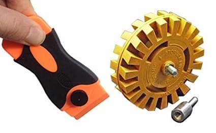Whizzy Wheel Eraser Pad and Sharp Plastic Razor Blade Bundle - Car Decal and Sticker Removal Tool Kit to Remove Decals in Minutes