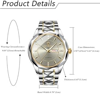 Quartz Analog Couple Watches:: Men and Women Rhombus Stainless Steel Luminous Hands Date 3 ATM Waterproof Business Casual Valentine's Day Christmas Watch Gift Sets