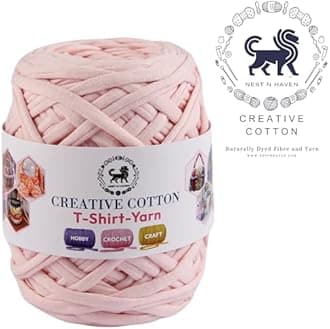 NESTNHAVEN Creative Cotton T-Shirt Yarn Carpet, Knitting Yarn for Hand Knitting DIY Bags, Baskets, Blanket, Cushion Crocheting Projects 200 GMS (Baby Pink) | (500 Gm)