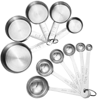 Accmor 11-Piece Stainless Steel Measuring Spoons/Cups Set - Premium Stackable Tablespoons Measuring Set for Dry and Liquid Ingredients - Prefect for Cooking or Baking