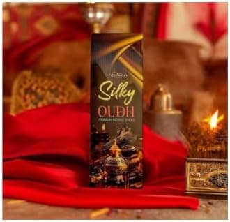 Rudra Box Pack of 1 (32 Sticks Per Box) Misbah's Silky Oudh Premium Agarbatti Incense Sticks for Aroma & Smoke, Extra Freshness, Home Temple Worship, Purification, Atmosphere Positive Energy