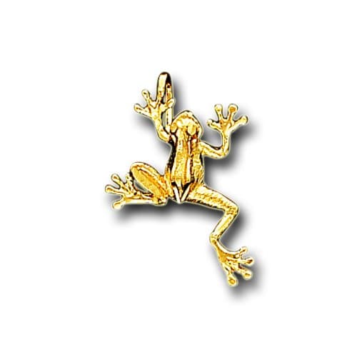 14K Solid Yellow Gold Small Frog Charm Pendant