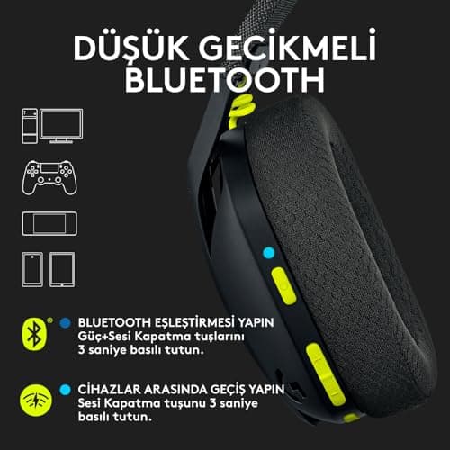 Logitech G435 LIGHTSPEED Wireless Bluetooth Gaming Headset, Lightweight Over-Ear Headphones, Built-in Microphones, 18h Battery, Compatible with Dolby Atmos, PC, PS4, PS5, Mobile Phone, Nintendo Switch - Black