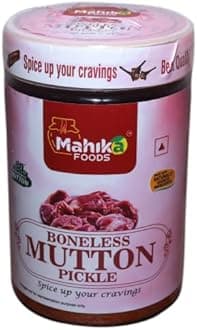 MAHIKA FOODS Andhra Style Homemade Fresh Boneless Mutton Pickle, Gosht Ka Achar Authentic Taste of Tradition, Spicy, with No Added Preservatives, 1Kg