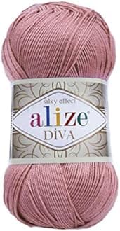 Alize Diva Silk Effect 100% Microfiber Acrylic Sport Yarn 1 Ball skeins 100gr 383yds Color (354 - Rose)