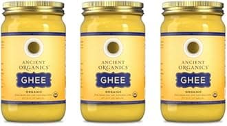 Ancient Organics Ghee, Organic Grass Fed Gluten Free Clarified Ghee Butter with Vitamins & Omegas, Lactose Free, 100% Certified Organic, Kosher, USDA Certified, Made in USA - 32 Fl Oz (Pack of 3)