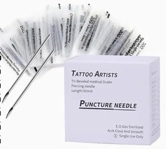 14G Body Piercing Needles (1.6mm x 50mm) – Stainless Steel Sterile Hollow Tattoo Piercing Needles for Professional Body Art | Multi Size Options 10G–14G | 10pcs Pack