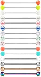 QWALIT 14G Industrial Barbell Earrings Surgical Stainless Steel Scaffold Piercings Cartilage Industrial Piercing Jewelry Bar 35mm Set for Women Men 1 3/8"