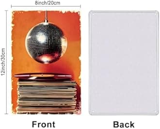 SUPERDANT Records Tin Signs Light Globe Metal Sign Poster Disco Ball Vintage Funny Wall Art Plaque Home Wall Decor for Man Cave Garage Bar Pub Living Room Bedroom Party Decoration Outdoor Gifts