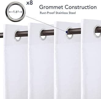 PureFit Outdoor Curtains for Patio Waterproof – Weatherproof, UV and Fade Resistant Outside Curtains for Gazebo, Front Porch, Pergola, Sun Blocking Privacy Curtain, 52W x 108L inch, Set of 2, White