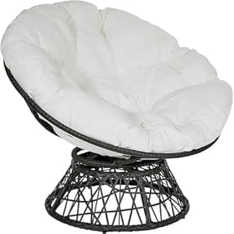 Large Round Papasan Chair Cushion, Thick Outdoor Rocking Chair Cushion, Rattan Hanging Basket Cushion, Egg Nest Replacement Pad(White,90 * 90cm)