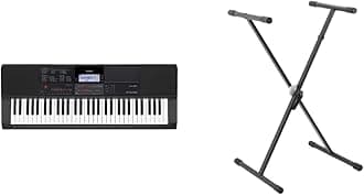 CT-X700C5 Full Size High-Grade Touch Response Keyboard in Black & Tiger Keyboard Stand - Single Braced X Frame Stand