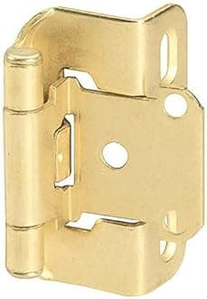 DecoBasics Partial Overlay, Semi Wrap Overlay Cabinet Hinges (Brass Plated, 25 Pair - 50 Pack) - Quick & Easy Installation