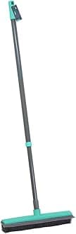 JVL Indoor Extendable Rubber Bristle Brush Broom with Squeegee