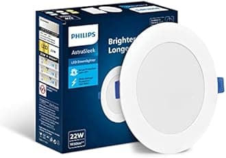 Philips Astra Sleek 22-watt Round LED Downlighter | LED Ceiling Light for Home and Hall | Cut Out: 188 mm, Color: Cool Day Light, Pack of 6