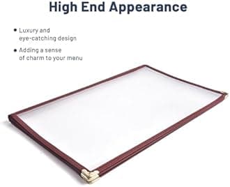 Yescom 30 Pack Menu Covers 8.5x14inches Triple Fold 6 View Double Stitch Book Restaurant Cafe Page