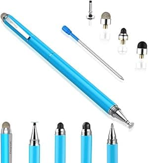 Penyeah Stylus Pen For iPad-[4-In-1]High Sensitivity And Precision Touch Screen Stylus Disc Tip,Black Rubber Tip&Mesh Fiber Tip Universal For All Capacitive Touch Screen Device-Light Blue