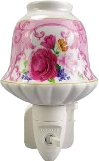 Durable and Clasic LED Night Light - Colorful Floral Ceramic Decorative Light | Ideal for Bedrooms, Hallways, Bathrooms Nighttime Lighting Solution - Perfect Home Decor (Pink Floral)