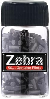 Zebra (Black, Pack of 50 pcs) Genuine Lighter Flint Stone I Fit to All Zippo Fluid, Kerosene Oil, Gas and Petrol Fuel Used Grinding Wheel Pocket Lighters Accessories
