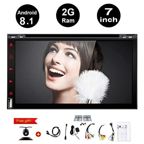 Android 7.1 Double Din GPS Navigation Full Touch Audio 7" GPS Navi Car Stereo Radio Non-DVD MP3 Player with Bt Mirror link Wifi Backup Camera For Universal