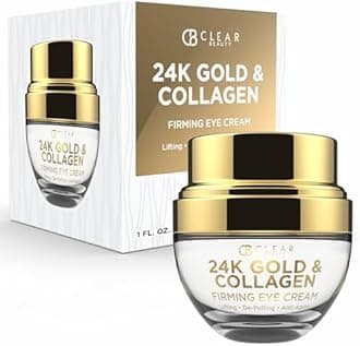 Clear Beauty 24k Gold & Collagen Under Eye Cream - Hydrating, Firming & Anti-Aging - Dermatologist Tested, Clean Beauty & Cruelty-Free Korean Skin Care for All Skin Types - 1 Fl. Oz