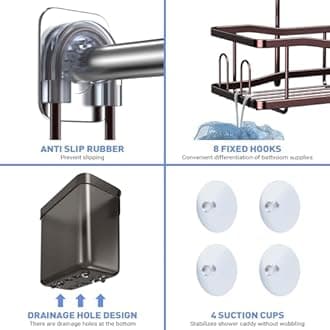 Aitatty Hanging Shower Caddy Bathroom Organizer: Rustproof Shower Shelf Racks Over Shower Head - No Drilling Inside Bath Shower Rack Shelves Over Showerhead for Shampoo with Soap Holder Bronze