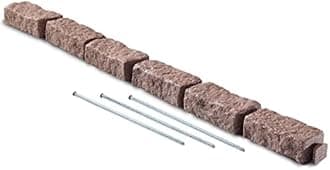 Beuta DIY No Dig Faux Stone Landscape Edging w/ Anchoring Spikes, Flexible Brick-Sized Border for Driveways Yards Trees or Gardens, Each 6-Brick Section 47.5" L x 2.25" H x 3.75" W Cobblestone