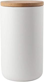 Food Storage Canister, Ceramic Kitchen Canisters with Airtight Seal Bamboo Lid, Food Storage Jar for Tea, Coffee Bean, Spice, Sugar 260ml/ 800ml/ 1000ml (1000ml-10.3 x 18.2cm)