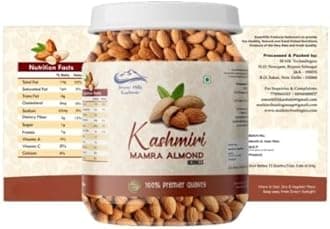 Snow Hills Kashmir Mamra Almonds Without Shell | 100% Natural & Organic Sourced Kashmiri Badam | Organic Raw Almonds Badam Dry Fruit, High Protien Snack and Super Healthy Nuts for Gift Favors- 1 KG (2.21 lb)