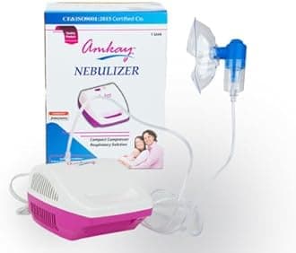 Amkay Respiratory Compressor Nebulizer with Complete Kit for Kids & Adults| Transparent Nebulizer with Masks (White)