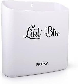 Picowe Magnetic Laundry Storage, Large Lint Holder Bin for Laundry Room, Space-Saving Trash Container Hanging on Dryer, Washer or Wall Mount (Gray White)
