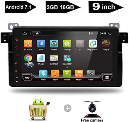 9"Inch Android 8.1 GPS Navigation Capacitive Multi-Touch Screen Radio Car Stereo Quad Core 2GB RAM 16GB RAM Fit BMW E46 BMW M3 BMW 3 series 1998 1999 2000 2001 2002 2003 2004 2005+Canbus+Rear Camera
