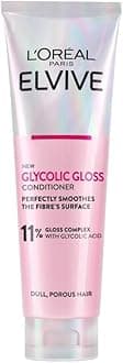 L'Oréal Paris Conditioner For Dull Porous Hair, Elvive Glycolic Gloss With 11% Gloss Complex and Glycolic Acid, Fills Hair Fibres For Lightweight Smoothing And 5x Wash Transformation Mirror Shine