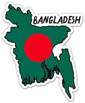 Squiddy Bangladesh Map with Flag - Vinyl Sticker - Large Size - 12"