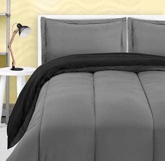 Utopia BeddingAll Season Reversible Black and Grey Comforter Set with 2 Pillow Cases, 3 Piece Soft Brushed Microfiber Kids Bedding Set for Boys/Girls, Machine Washable (Twin, Pack of 6)
