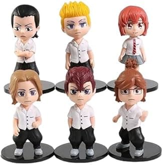 Trunkin | Tokyo Revengers Action Figure (Set A) 6 Pcs Figurine | Manjiro Sano Chifuyu Matsuno Takemichi Hanagaki Beeldje | Manga Weeb Collectible 10Cm Figurines