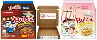 KF GOODIES Korean Ramen Variety Pack Gift Box (10 Count) – Spicy Buldak Noodle Assortment for Birthdays, College Care Packages, Office Snacks, and Gift Baskets