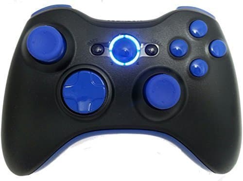 17 Mode Drop Shot, Quick Scope, Auto Aim, Dual Rapid Fire, Reprogrammable Xbox 360 Modded Rapid Fire Controller For COD Advanced Warfare Ghost Mw3 Black Ops Mw 2 with Blue Dpad, Sticks and Led