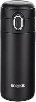 Borosil Traveller 300ml Stainless Steel Water Bottle | Double Wall Vacuum Insulated Flask | 10 Hrs Hot & Cold | Leakproof, BPA Free | Bottle for School, Office, College & Gym