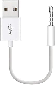 USB to 3.5mm Jack Audio Adapter, 3.5mm Male AUX Audio Jack to USB Male Charge Cable Adapter Cord for iPod Shuffle, MP3 Player, Headphone, Speaker (White)