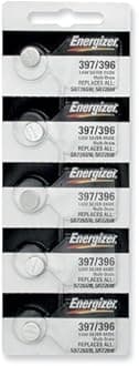 Energizer Silver Oxide Watch Battery 397/396 Button Cell, Pack of 5