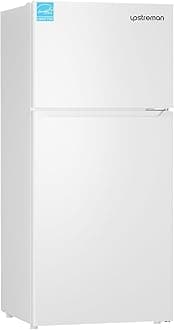 Upstreman 17.6 Cu.Ft. Double Door Refrigerator in White Steel with Large Capacity Top Freezer, Frost Free, Adjustable Thermostat Control, Fingerprint-resistant,Reversible Door Swing, ENERGY STAR