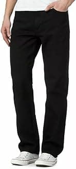 Mens Straight Leg Denim Jeans, Comfortable Hard Wearing Jean, Stylish & Classic Plain Fashion Trousers for Men Regular Fit Cotton Denim Pants