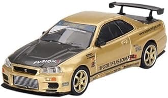 MINI GT 1/64 Nissan Skyline GT-R R34 Top Secret Gold Right-Hand Drive Japan Limited Ready-Made Product