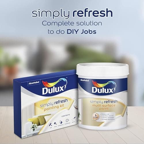 Dulux DIY Simply Refresh Multi Surface Paint Single Coat Washable with Soft Sheen Finish for Wall, Wood & Metal Surfaces -1L (White (5695666))