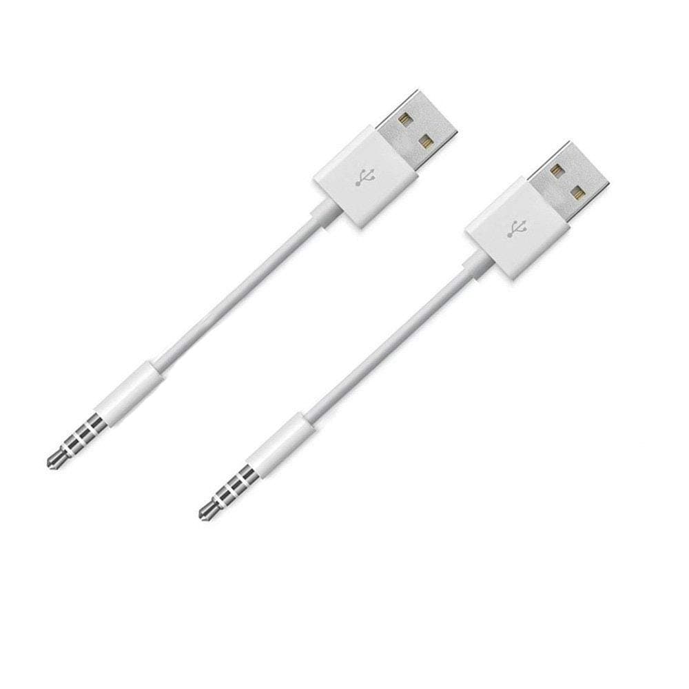 USB Date Cable Replacement for iPod Shuffle Charger Cable,(2-Pack) 3.5mm Jack/Plug to USB Power Charger Sync Data Transfer Cable for iPod Shuffle 3rd 4th 5th /6/7 Gen MP3